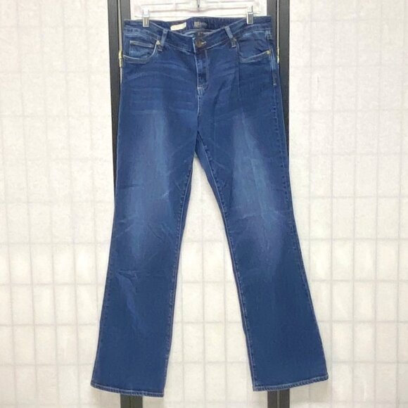 Kut from the Kloth Denim - High Rise Karen Baby Bootcut Faded Denim Jeans Medium Wash Kut from the Kloth 14